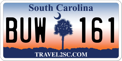 SC license plate BUW161
