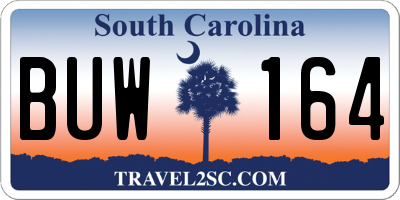 SC license plate BUW164