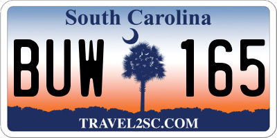SC license plate BUW165