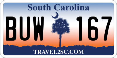 SC license plate BUW167