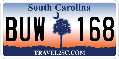 SC license plate BUW168