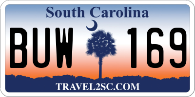 SC license plate BUW169