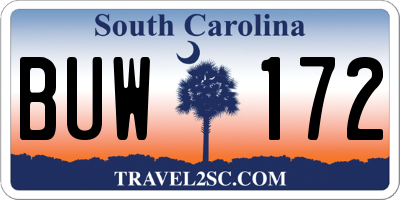 SC license plate BUW172