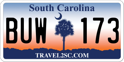 SC license plate BUW173