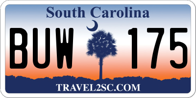 SC license plate BUW175