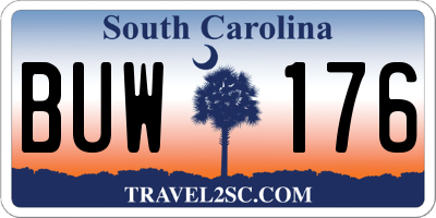 SC license plate BUW176