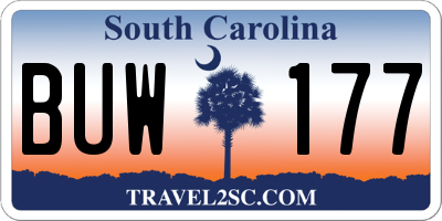 SC license plate BUW177