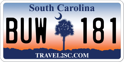 SC license plate BUW181