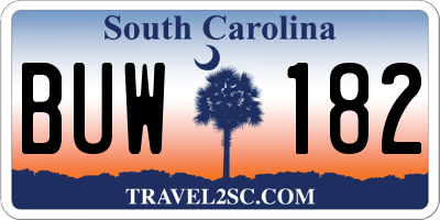 SC license plate BUW182
