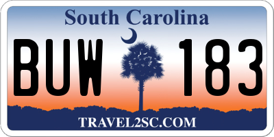 SC license plate BUW183