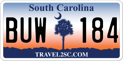 SC license plate BUW184