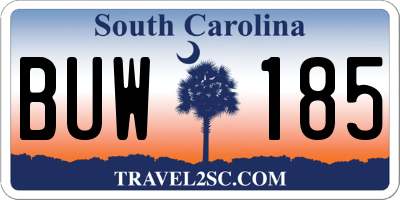 SC license plate BUW185