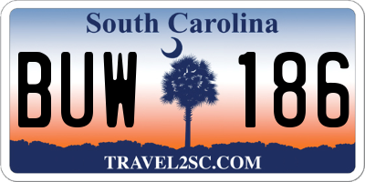 SC license plate BUW186