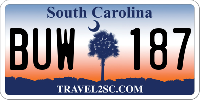 SC license plate BUW187