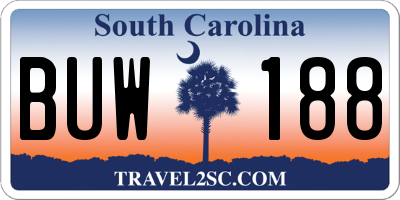 SC license plate BUW188