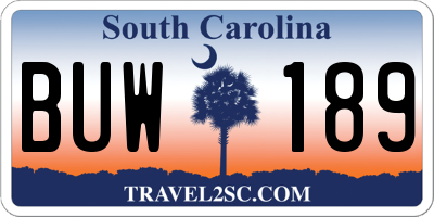 SC license plate BUW189