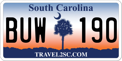 SC license plate BUW190