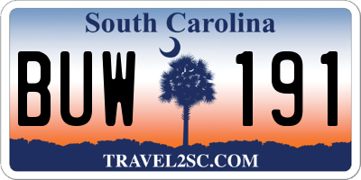 SC license plate BUW191
