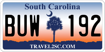 SC license plate BUW192