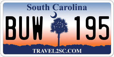 SC license plate BUW195