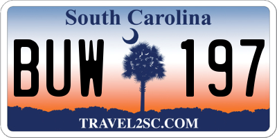 SC license plate BUW197