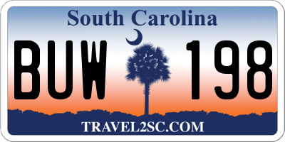 SC license plate BUW198