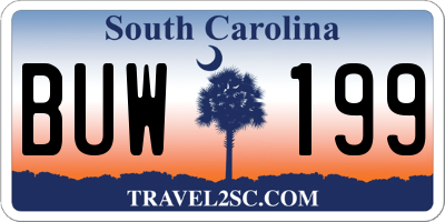 SC license plate BUW199