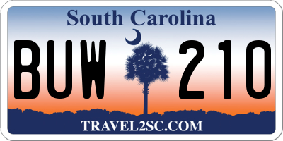 SC license plate BUW210