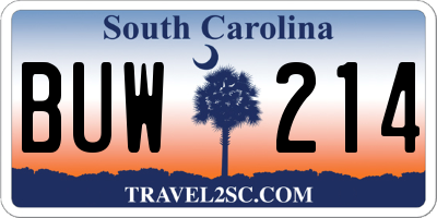 SC license plate BUW214