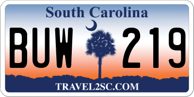 SC license plate BUW219