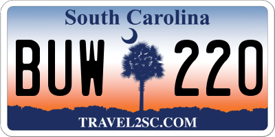 SC license plate BUW220