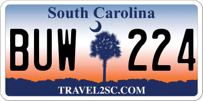 SC license plate BUW224