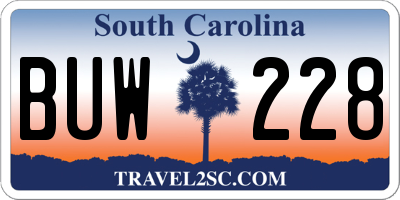 SC license plate BUW228
