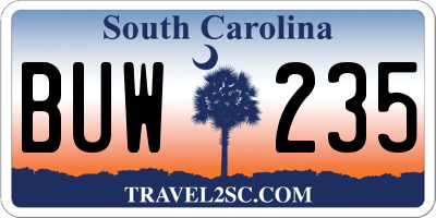 SC license plate BUW235