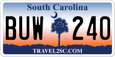SC license plate BUW240