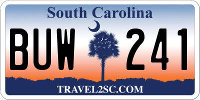 SC license plate BUW241