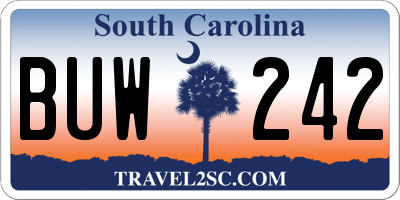 SC license plate BUW242