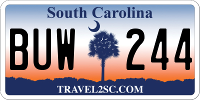 SC license plate BUW244