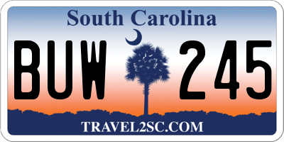 SC license plate BUW245