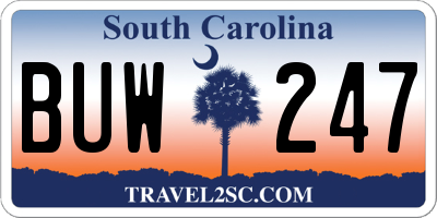 SC license plate BUW247