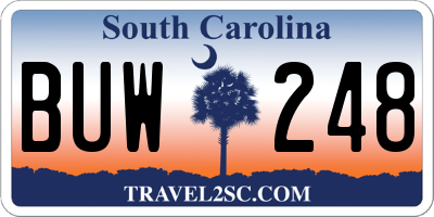 SC license plate BUW248