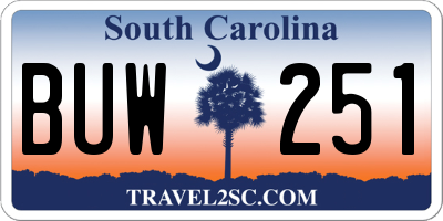 SC license plate BUW251