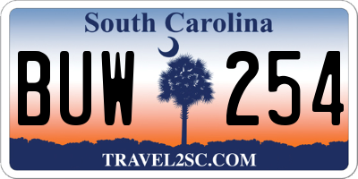 SC license plate BUW254