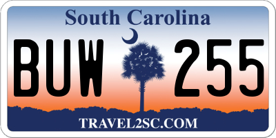 SC license plate BUW255