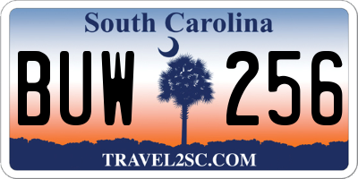 SC license plate BUW256