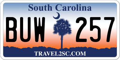 SC license plate BUW257