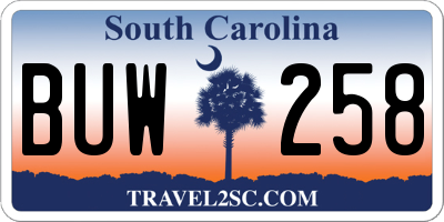 SC license plate BUW258