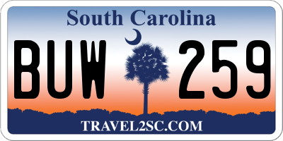 SC license plate BUW259