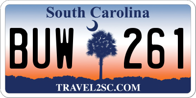 SC license plate BUW261