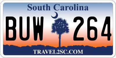 SC license plate BUW264